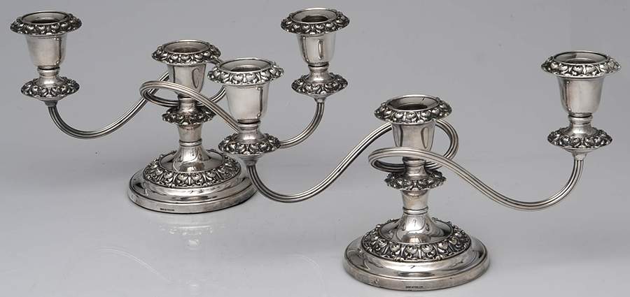Silverplate Hollowware Pair of 6" 3 Light Candelabra by Ellis-Barker-1