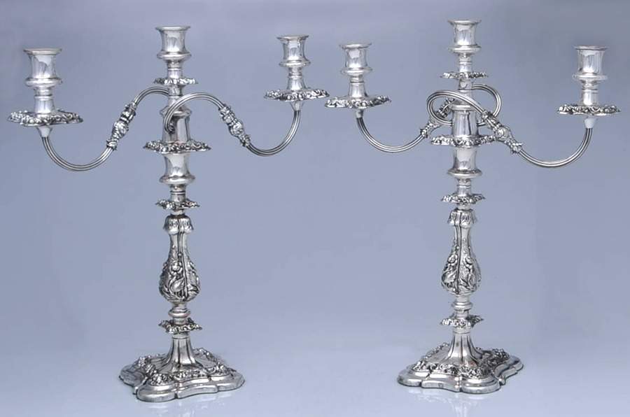 Silverplate Hollowware Pair of 17" 3 Light Candleabra by Ellis-Barker-1