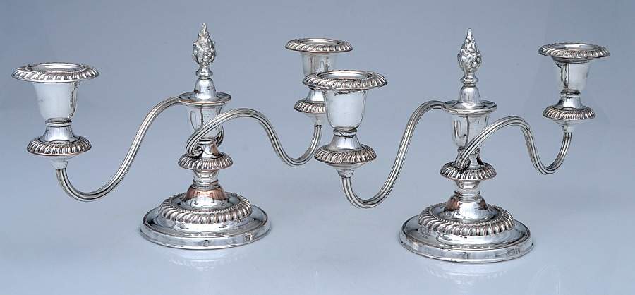 Silverplate Hollowware Pair of 5" 2 Light Candelabra by Ellis-Barker-1