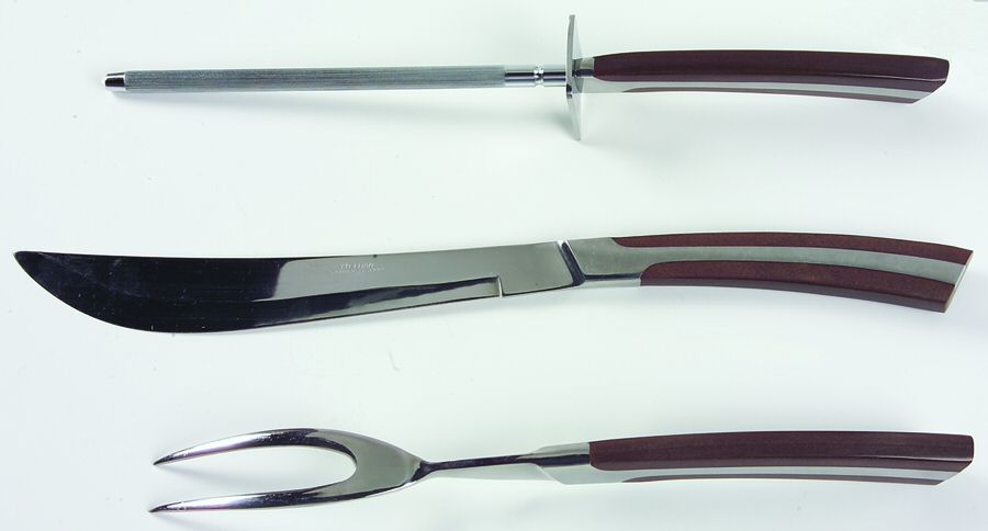 ELD2-BROWN (STAINLESS) Large 3-Piece Roast Carving Set w/ Stainless Blade by Eldan-1