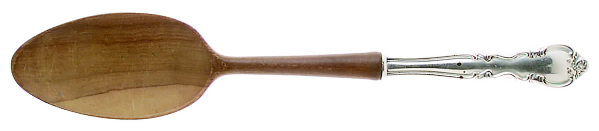 American Classic (Sterling, 1944) Salad Serving Spoon with Wooden Bowl by Easterling-1