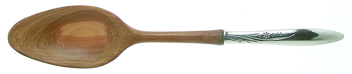 Helene (Sterling, 1955) Salad Serving Spoon with Wooden Bowl by Easterling-1
