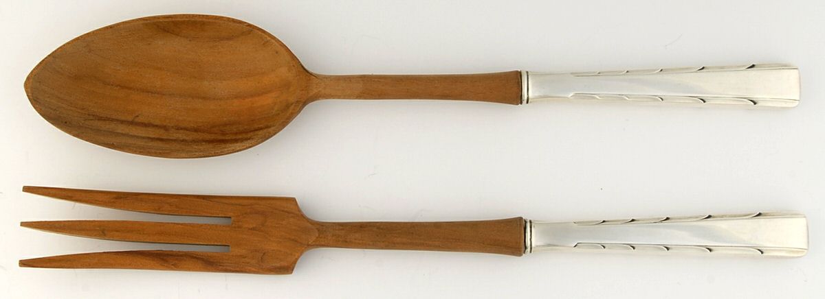 Horizon (Sterling, 1944) Wooden Bowl 2 Piece Salad Set by Easterling-1