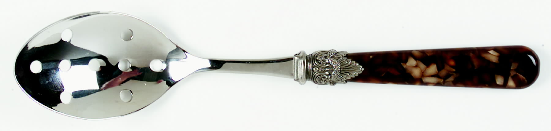 Napoleon-Tortoise (Stainless) Pierced Tablespoon (Serving Spoon) by EME Flatware-1