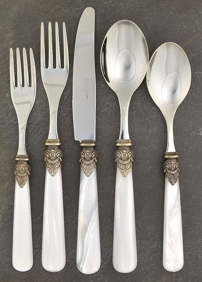 Napoleon-Pearl White (Stainless) 5 Piece Place Setting by EME Flatware-1