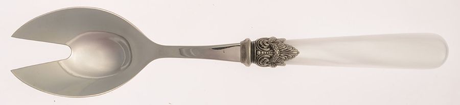Napoleon-Pearl White (Stainless) Salad Serving Fork with Stainless Prongs by EME Flatware-1
