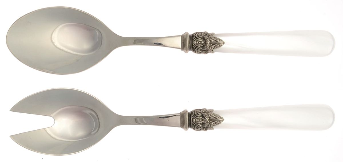 Napoleon-Pearl White (Stainless) 2 Pc Salad Set with Stainless Bowl by EME Flatware-1