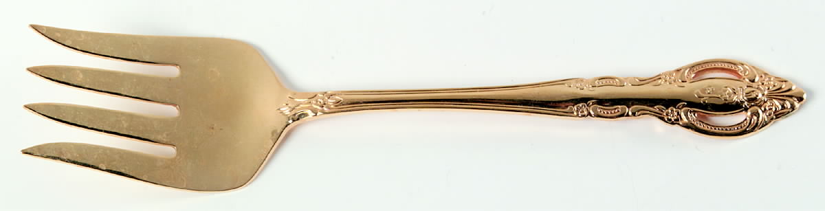 Baroque Gold (Gold Electroplate) Medium Solid Cold Meat Serving Fork by Estia-1