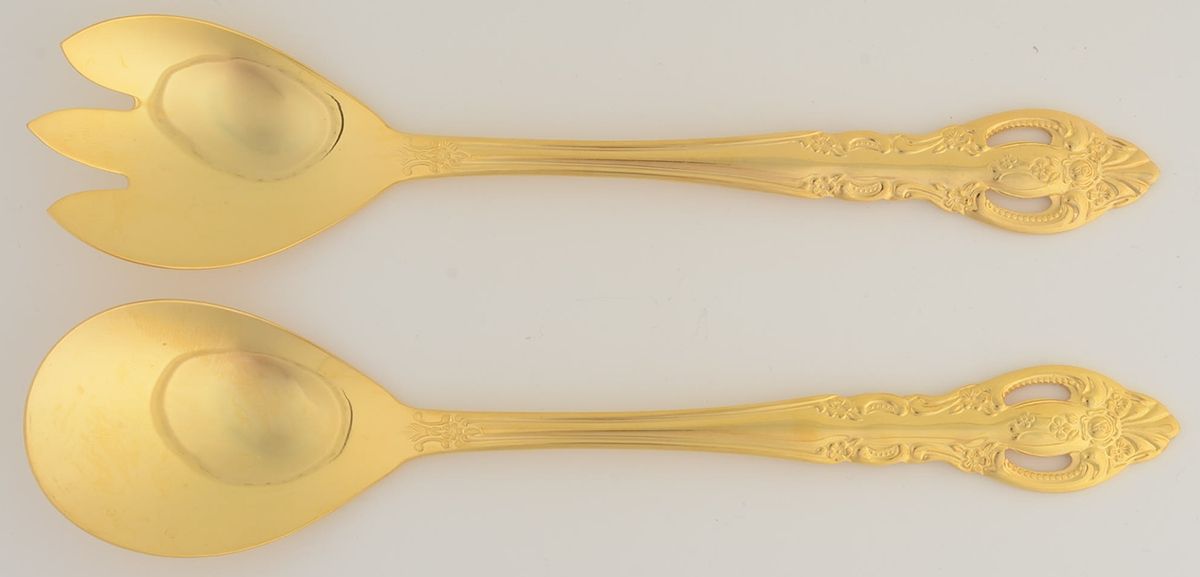 Baroque Gold (Gold Electroplate) (2 Pc) Solid Salad Set by Estia-1