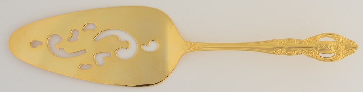 Baroque Gold (Gold Electroplate) Solid Pierced Pie Server by Estia-1