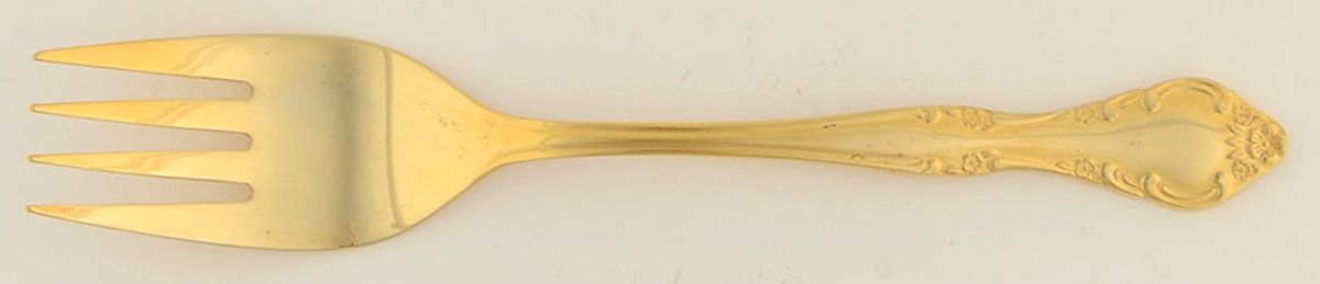 Golden Cascade (Gold Electroplate) Medium Solid Cold Meat Serving Fork by Estia-1