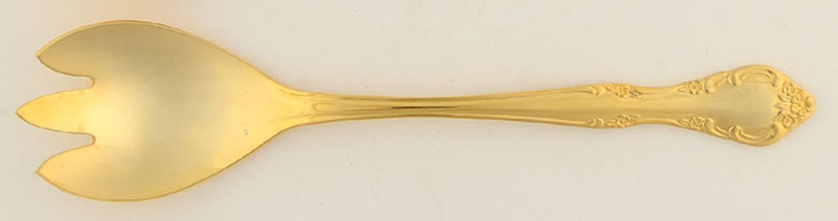 Golden Cascade (Gold Electroplate) Solid Salad Serving Fork by Estia-1