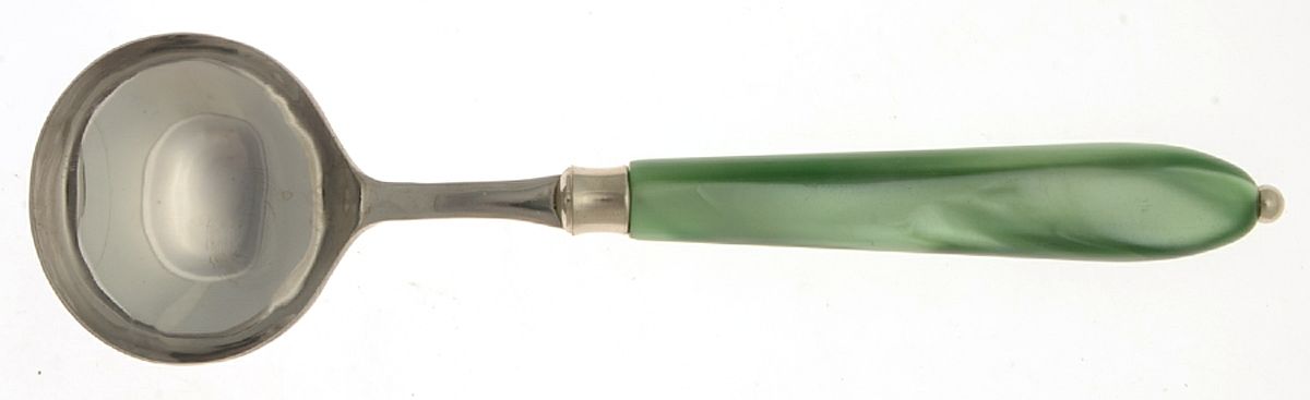 Vendome-Pearl Green (Stainless) Hollow Handle Gravy Ladle with Stainless Bowl by EME Flatware-1