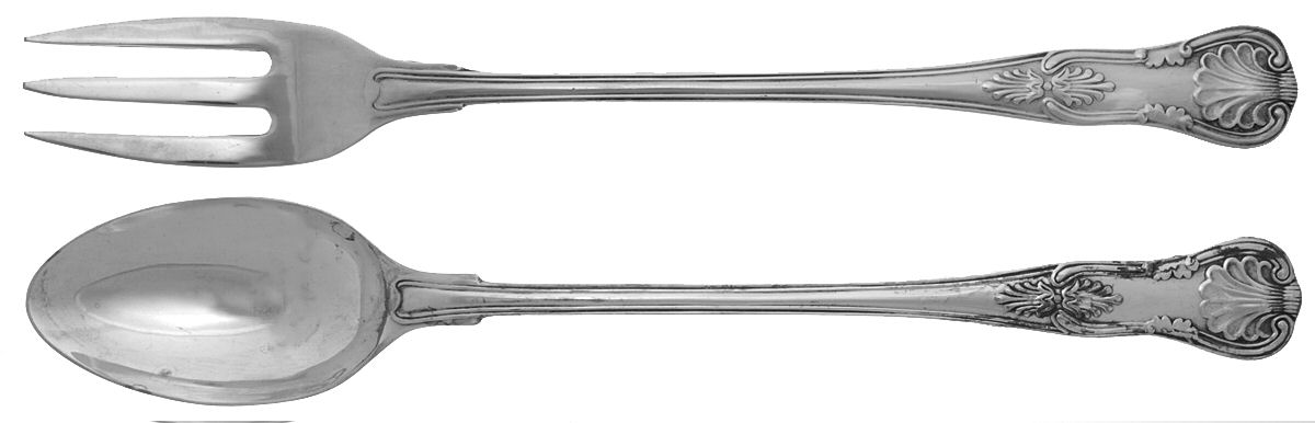 Kings (Silverplate) Large Solid, 2-Piece Dressing Serving Set by Eales 1779 (Leonard Silver)-1