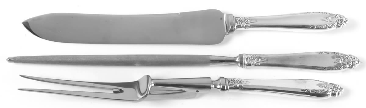ELD15 (Silverplate, Nickel) Small Steak 3-Piece Carving Set with Stainless Blade by Eldan-1