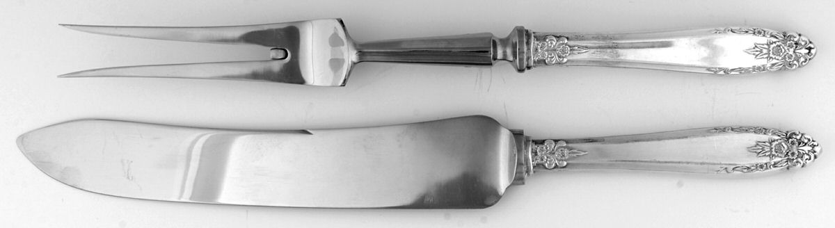 ELD15 (Silverplate, Nickel) Small Stainless Blade 2-Piece Steak Carving Set by Eldan-1