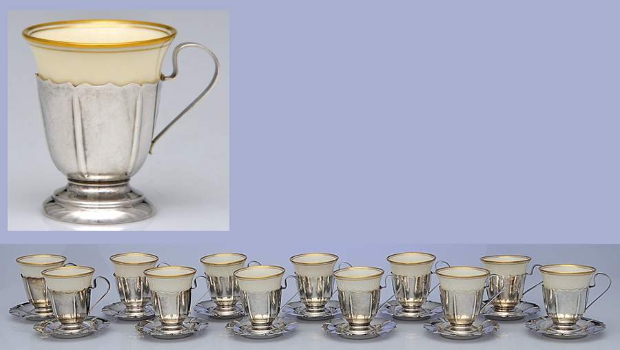Sterling Hollowware Demi Cup and Saucer with Lenox Liner - Set of 12 by Elgin-1