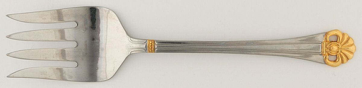 Gothic Gold (Stainless) Medium Solid Cold Meat Serving Fork by Estia-1
