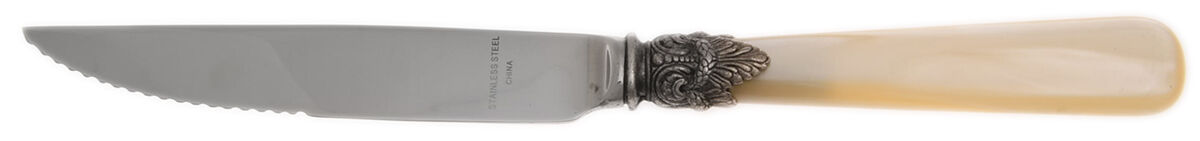 Napoleon-Pearl Ivory (Stainless) Steak Knife Individual Hollow, Serrate HC by EME Flatware-1
