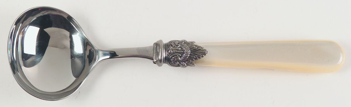Napoleon-Pearl Ivory (Stainless) Solid Gravy Ladle by EME Flatware-1