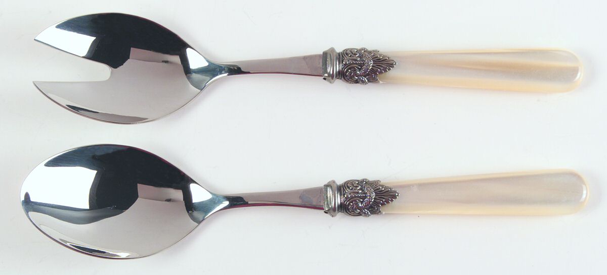 Napoleon-Pearl Ivory (Stainless) 2 Pc Salad Set with Stainless Bowl by EME Flatware-1