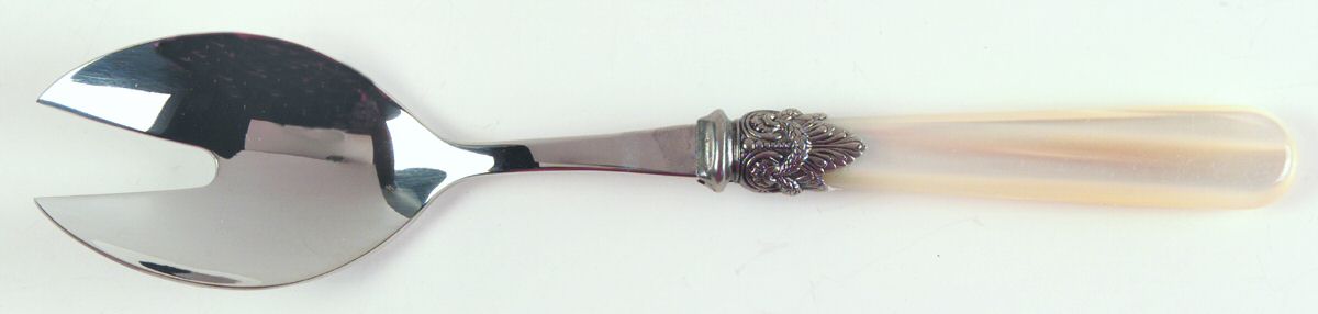Napoleon-Pearl Ivory (Stainless) Salad Serving Fork with Stainless Prongs by EME Flatware-1