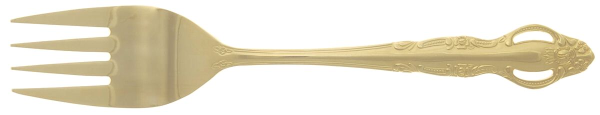 ESI13 (Gold Electroplate) Medium Solid Cold Meat Serving Fork by Estia-1