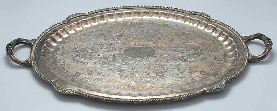 275F (Silverplate, Hollowware) Large Silverplate Waiter Tray by English Silver Mfg Co.-1