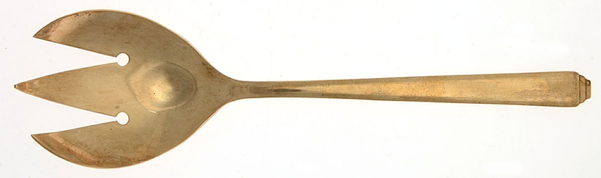 ENS4 (Gold Electroplate) Medium Solid Cold Meat Serving Fork by Englishtown Crafts-1