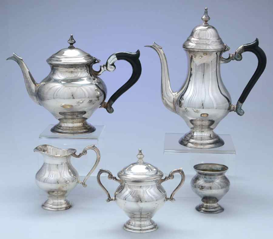 1779 (Silverplate, Hollowware) 5-Piece Plated Tea Set (with Waste) by Eales 1779 (Leonard Silver)-1