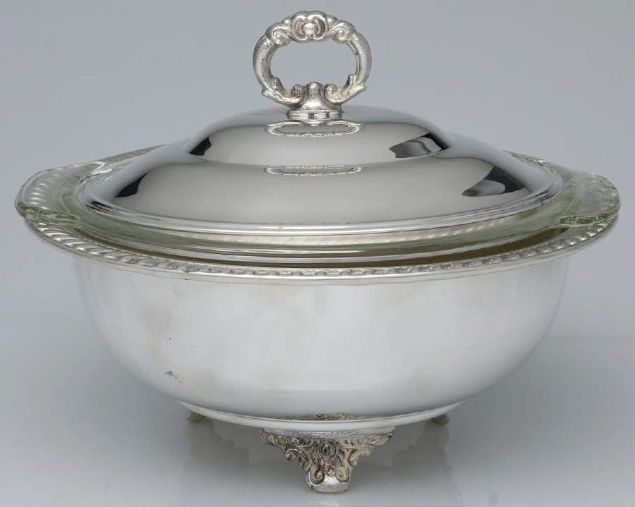 Silverplate Hollowware Plated Round Covered Casserole with Glass by Eales 1779 (Leonard Silver)-1