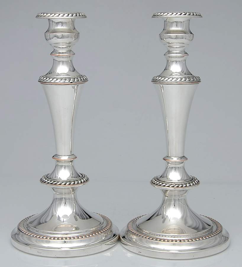 Silverplate Hollowware Pair of 12" Candlesticks by English Silver Mfg Co.-1