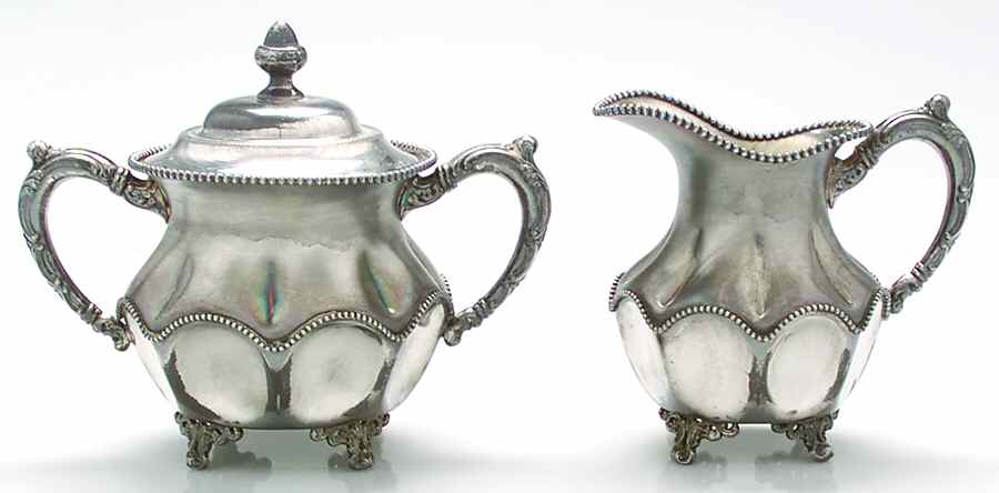 106 (Silverplate, Hollowware) Creamer & Sugar with Lid Set by EG  Webster-1