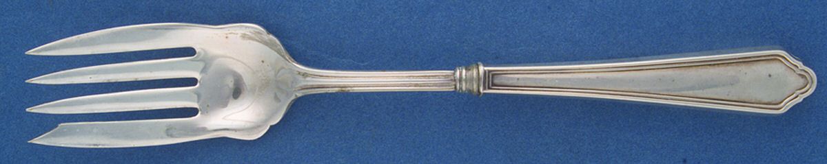 ELM4 (Sterling) Medium Cold Meat Serving Fork, Plated Tines by Ellmore-1