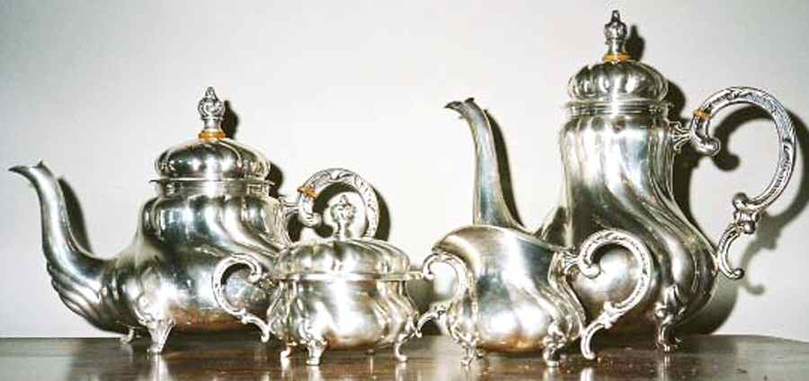 Sterling Hollowware 4 Piece Tea Set (SCP, STP, SCR, SSU) by Eugen Ferner-1