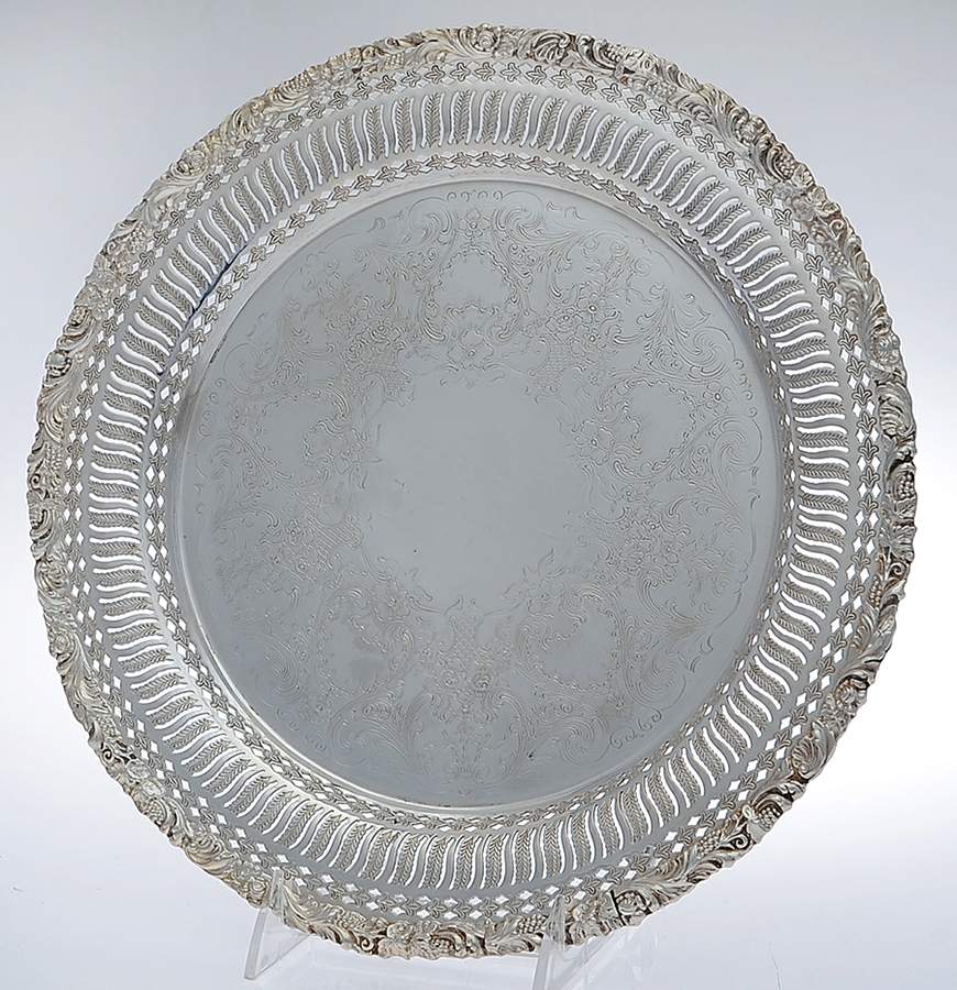 Silverplate Hollowware 11" Round Tray by EG  Webster-1