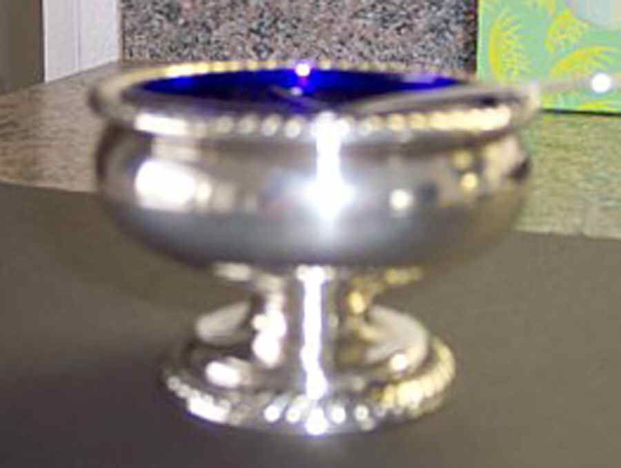 0835 (Sterling, Hollowware) Open Salt with Cobalt Liner Individual by Ellmore-1