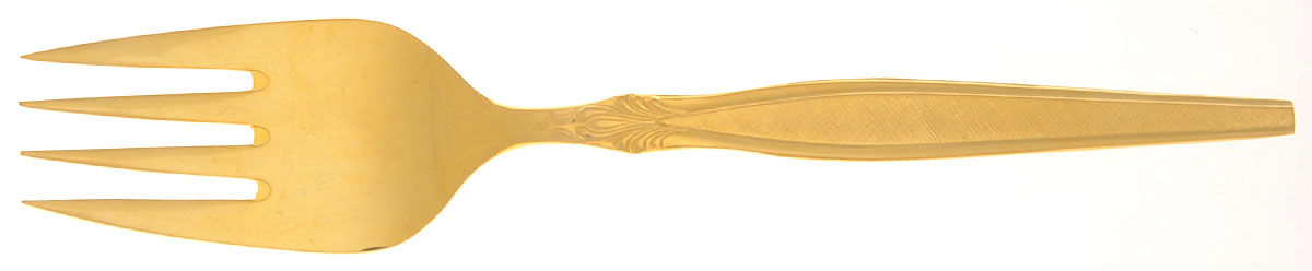 Peeress (Gold Electroplate) Medium Solid Cold Meat Serving Fork by Eldan-1