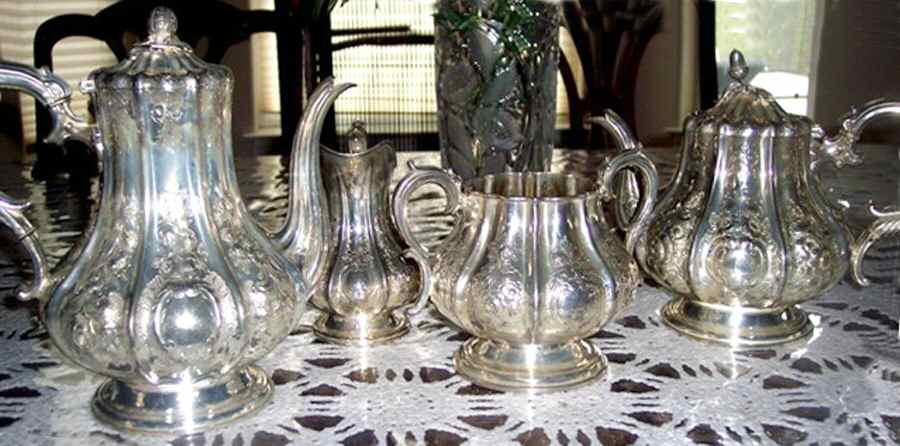 2485 (Silverplate, Hollowware) (4 Piece) Silverplate Tea Set by Elkington-1