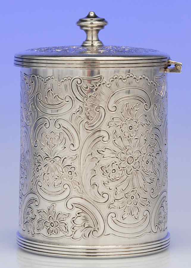 28 (Silverplate, Hollowware) Tea Caddy with Hinged Lid by Ellis-Barker-1