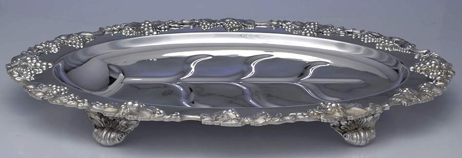 5336 (Silverplate, Hollowware) 20" 4 Toed Meat Platter with Well by EG  Webster-1