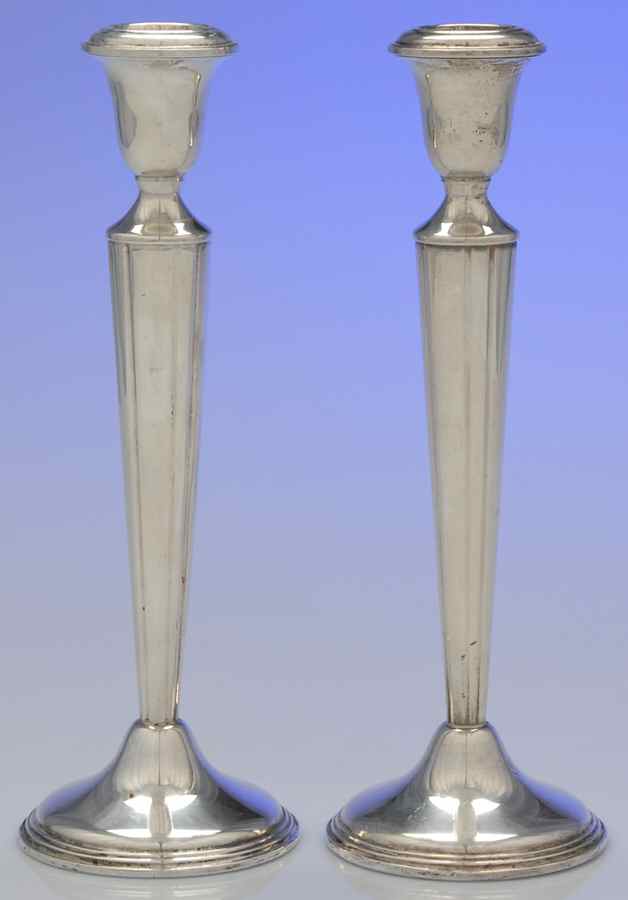Sterling Candlesticks Pair of 10" Weighted Candlesticks by Empire Silver Co-1