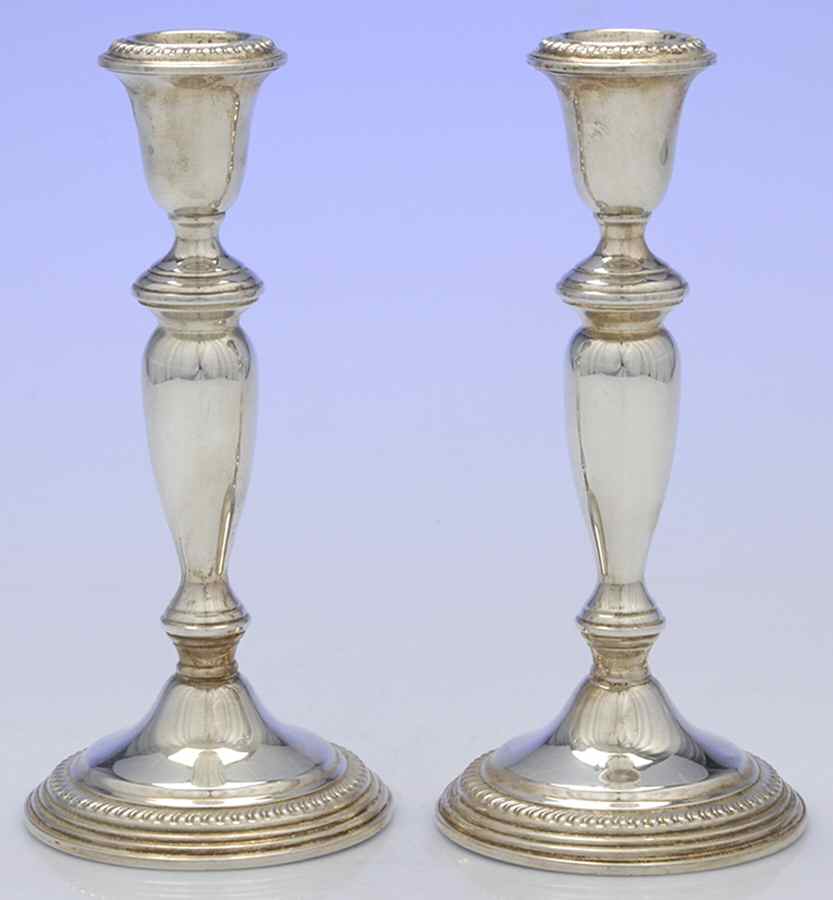 Sterling Candlesticks Pair of 8" Weighted Candlesticks by Empire Silver Co-1
