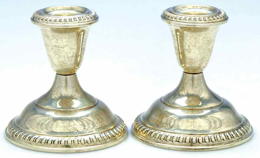Sterling Candlesticks Pair of Weighted Candleholders by Empire Silver Co-1