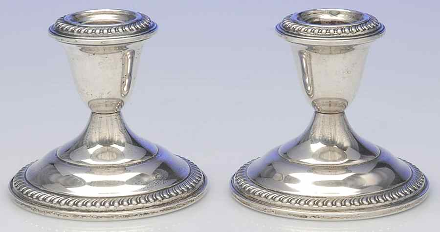 Sterling Candlesticks Pair of Weighted Candleholders by Empire Silver Co-1