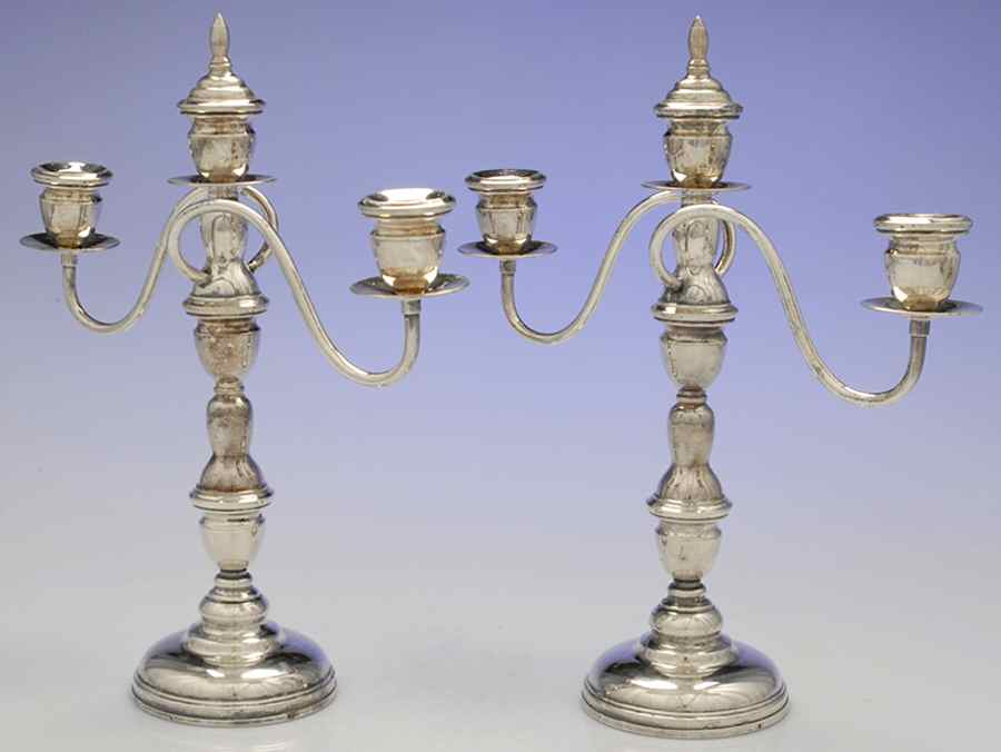 Silverplate Hollowware Pair of 13" 3 Light Candelabra by Eldan-1