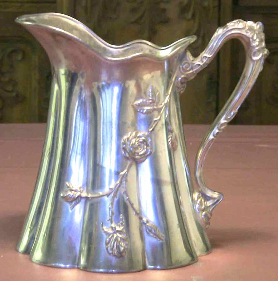 132 (Silverplate, Hollowware) Silverplate Water Pitcher by EG  Webster-1