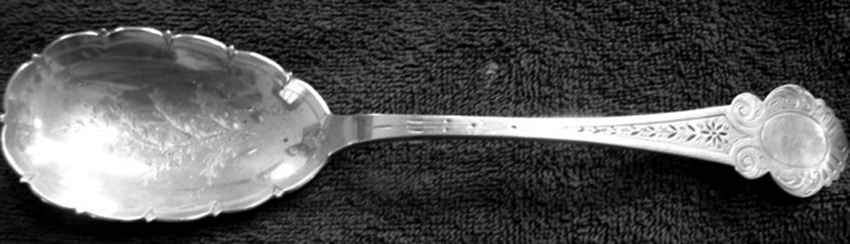 EWH1 (Coin Silver) Brightcut Solid Large Berry/Casserole Spoon by Edward Austin Hewett-1