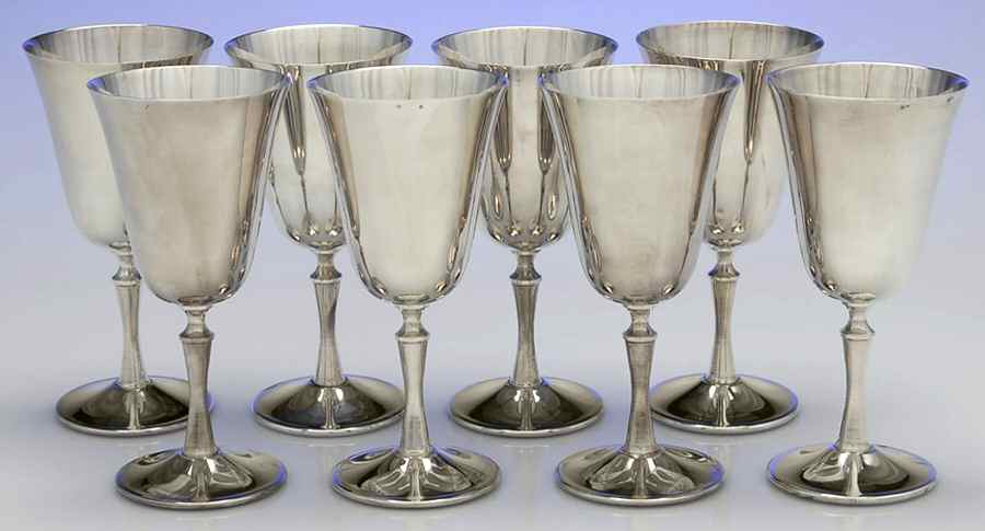 Silverplate Hollowware Water Goblet - Set of 8 by E. L. Delberti-1
