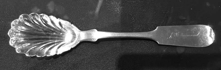 Coin Silver Flatware Sugar Shell Spoon by Everard Benjamin &Co-1